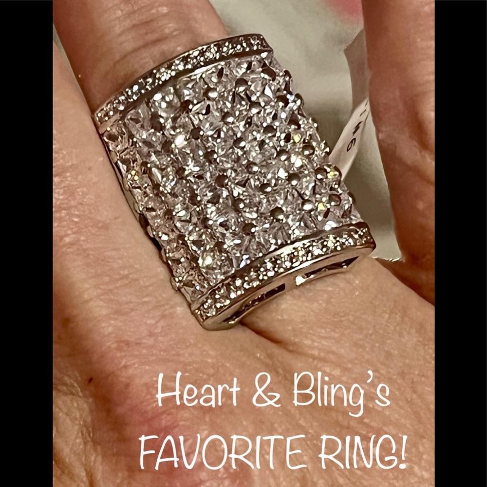 🌟🌟Hearts & Bling Signature Ring! CZs up to Knuckle Silver Ring-Iced Out Bling! - Picture 3 of 7